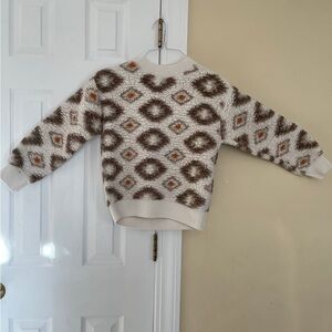 No Boundaries Kids Geometric Sweater - Cream, Brown, and Orange